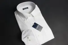 新品　LL(43-86)　BDワイシャツ長袖 　白ダイヤ柄　形態安定　標準体