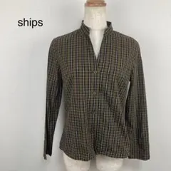ships チェックシャツ　ブラウン