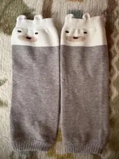 ベビーレッグウォーマー クマデザイン グレー