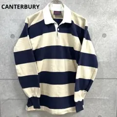 CANTERBURY カンタベリー 長袖ラガーシャツ M ボーダー　ベージュ