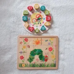知育パズル　知育玩具　積み木　時計　数の勉強　はらぺこあおむし