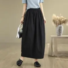 ロングスカート シンプル 3色展開 着痩せ効果 ハイウエスト スリット