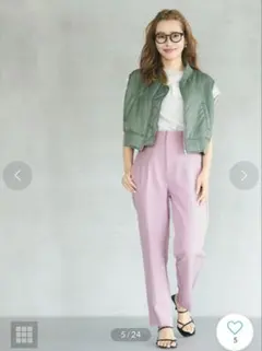 【試着のみ】coca ストレッチ ハイウエスト パンツ　ピンク　M