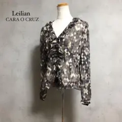 レリアン CARA O CRUZ 総柄シアーブラウス Mサイズ 美品 幾何学模様のサムネイル