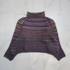 マルチボーダー ハイネック リブニット 短丈 S～M相当