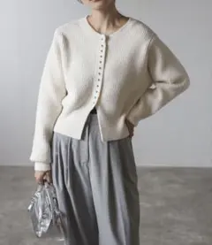 スリットヘムフェザーカーディガン ボンジュールサガン