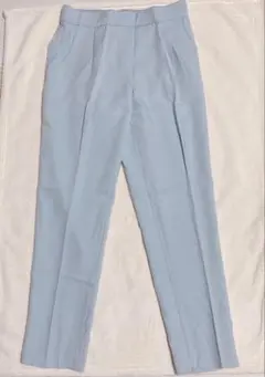 クロップドパンツ ストレッチ スーツパンツ スキニー スラックス ９分丈 水色