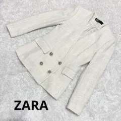 ZARA　ツイードジャケット　金ボタン　ノーカラージャケット　XSサイズ