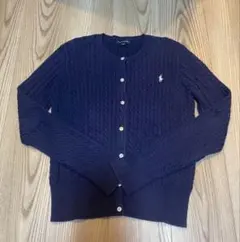 美品　ラルフローレン ケーブルニットカーディガン　ネイビー