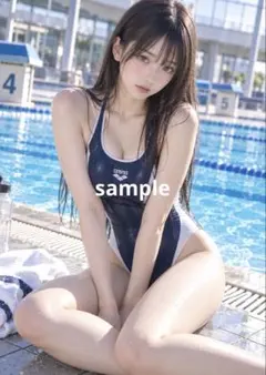 AI美女 A4ポスター 水着 プール 1枚