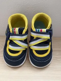 IFME ネイビー×イエロー ベビーシューズ 14㎝