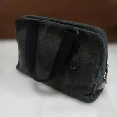 プラダ PRADA ウールバッグ ハンドバッグ グレー 三角ロゴプレート