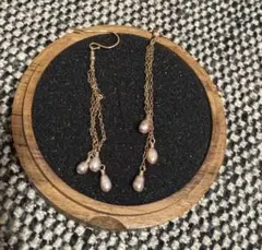 淡水ピンクパールのロングピアス　キラキラ　ゆらゆら　綺麗め