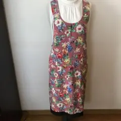 エプロン　リバーシブル　花&黒