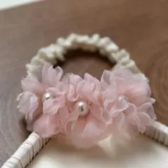 HB01ピンク　ベビー　ヘアバンド　百日祝い　ハーフバースデー　お食い初め