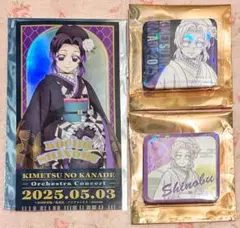 鬼滅の刃　奏　宴　胡蝶しのぶ　チケット風　ステッカー　原画グリッター缶バッジ