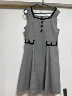 美品メゾピアノジュニア160サイズ　黒白千鳥格子柄ワンピース　音楽会卒業式にも！