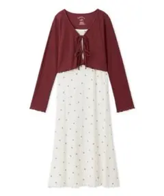 【gelato pique】チェリー柄ワンピース&カーディガンセット