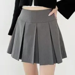 美品◆Heather ワイドプリーツミニスカート グレー Mサイズのサムネイル