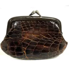 美品 ワニガワ 鰐革 がま口 がまぐち ガマグチ 小銭入れ コインケース