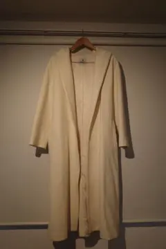 nano・universeフード付きノーカラーコート／ガウンコート