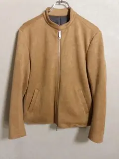 【SHIPS】スエード調 シングルライダースジャケット キャメル S