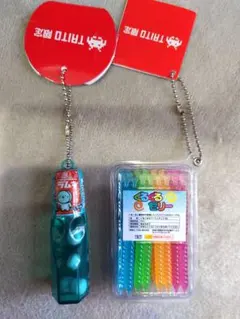 森永ラムネ　ミニボトルキーホルダー　ぐるぐるゼリー ミニチュアボールチェーン