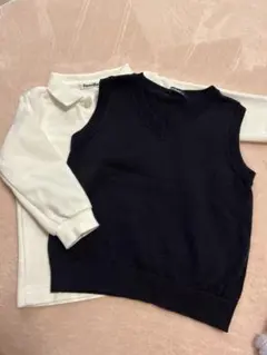 familiar ネイビー ベスト ホワイト ポロシャツ 90