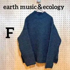 【earth music＆ecology】長袖ニット 黒 フリー ハイネック