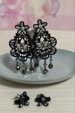 アナスイ ANNA SUI ピアス 2点セット 黒