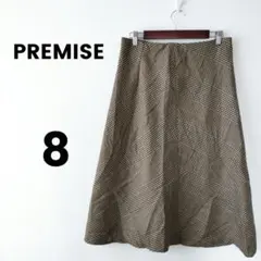 PREMISE 千鳥柄 フレアスカート サイズ8　ミモレ丈 秋冬 L