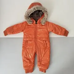 オレンジ フード付きジャンプスーツ サイズ80