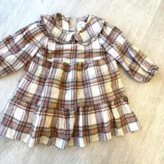 ZARAザラ新品未使用品86センチチェックワンピースフリルバースデイシャツ