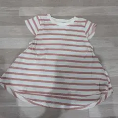 b.ROOM 白ピンクストライプ Tシャツ