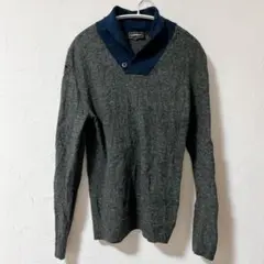 古着⭐︎一点物！EXPRESS ボタン付きセーター 【S】グレー・ネイビーのサムネイル