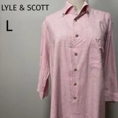 ライル＆スコット ボタンダウンコットンシャツ 刺繍ロゴ 黄金の鷲　七分袖　L