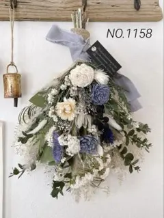 ドライフラワースワッグ❁⃘BlueWhite❁⃘*.゜針葉樹ウインター【35㎝】