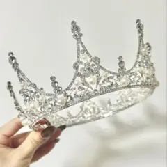 【最終値下】パール&ラインストーン　ティアラ　クラウン