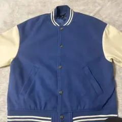 スタジャン ブルー アイボリー L メンズ アウター 古着風