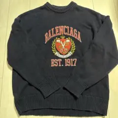 美品 BALENCIAGA カレッジロゴニット ネイビー Sのサムネイル