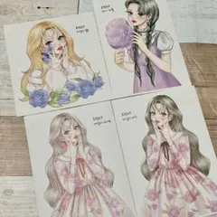 A535 海外作家 人物ステッカー 女の子 韓国
