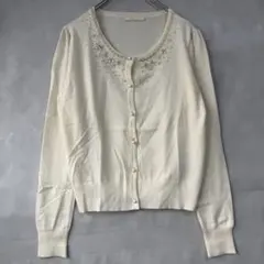 アベニールエトワール カーディガン ビジュー パールボタン ニット 長袖 M