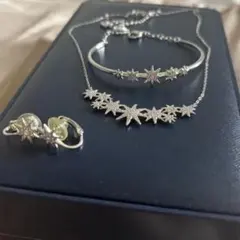 星　シルバーアクセサリー3点セット　スワロフスキー