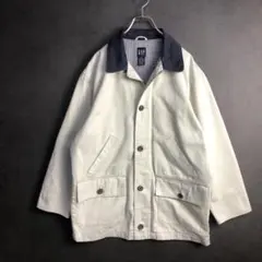 90s OLD GAP カバーオール 白紺 XXL 襟切替 XL相当のサムネイル