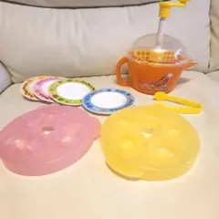 グリコ☆グリコのおまけ☆お鍋とお玉と皿のセット☆透明タイプ☆昭和