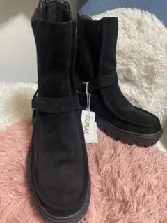 新品DURAS ブラック スエード ショートブーツMオシャレかっこかわいい