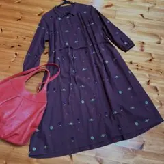 宇宙モチーフ ボルドーブラウン ワンピース 上代27500円