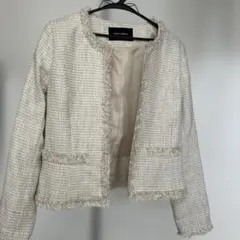 ノーカラー ツイードジャケット