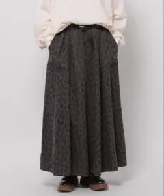 niko and... ニコアンド　ベルトフレアスカート レオパード　ブラウン