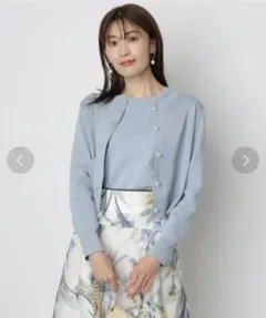 【Apuweiser-riche】パールカーデアンサンブル ブルー M